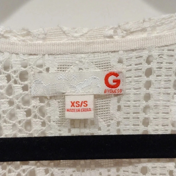 G by Guess Ivory Lace Anita Fringe Kimono Cardigan Sz XS/S-Boho Hippie Romantic - Picture 2 of 7